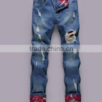 New men jeans with holes denim ripped jeans leisure wholesale price denim jeans pants