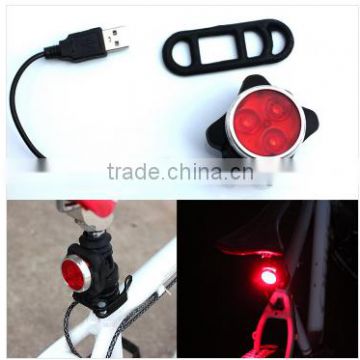 Bicycle Bike 3 LED Front Rear Tail Warning USB Light Taillight Rechargeable 4-modes