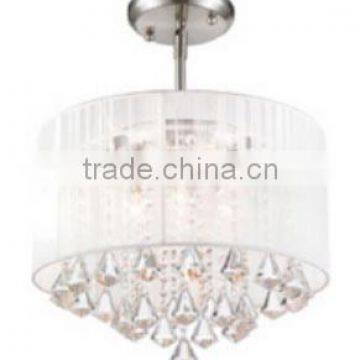 MX5140-White 2015 new ceiling lamp fabric shade with crystal