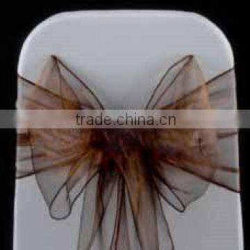 wholesale cheap and superb chocolate brown organza chair sash for wedding banquet hotel