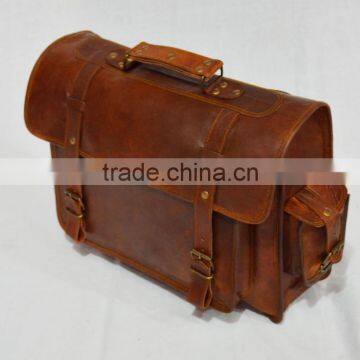 Indian handmade Real Goat Leather Bag Messenger Shoulder Cross Body Bag Briefcase Men's Office Bag Laptop Bag