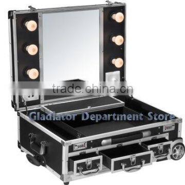 Aluminum cosmetic case with Trolly and light D9551