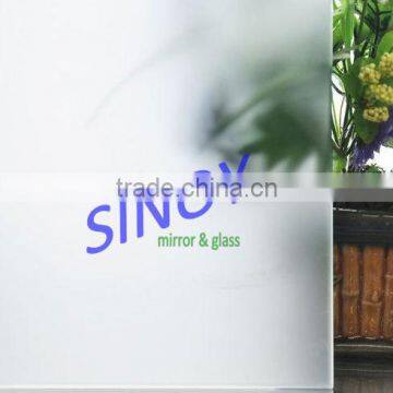 HOT!4mm toughened low iron acid-etched glass ,etching glass (manufacturer)