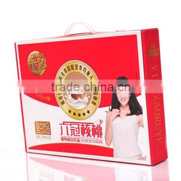 Recyclable feature and lamination handling custom cardboard box with logo and handle