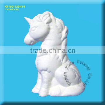 unpainted ceramic unicorn figurine