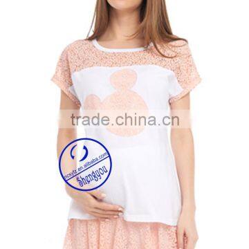 Custom 100% Cotton Short Sleeve Outdoor Maternity t Shirt photo-3