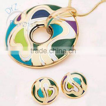African style enamel earrings and necklaces jewelry set