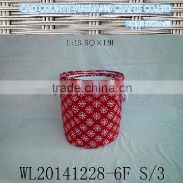 red color round storage tub basket for picnic