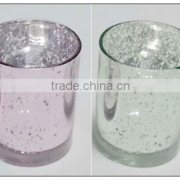 Plating votive glass candle holder with many colors