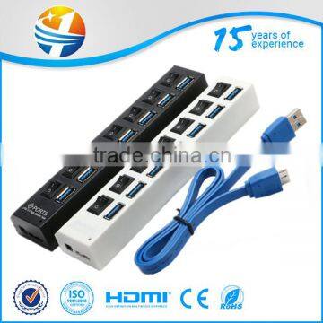 7 Ports USB 3.0 Hub with Power Adapter, superspeed 5Gbps usb hub