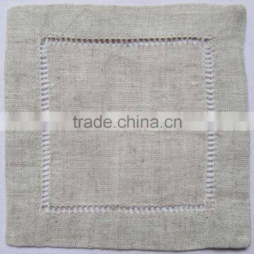 Hemstitch Linen Cocktail Napkins Natural photo-3