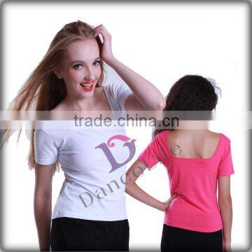 A2415 Short Sleeves Dance T-shirt cotton lycra ballet T-shirt active dance t-shirt