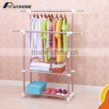 AY-DP46 expandable clothes hanger,Telescopic coat hanger stand,Double pole metal clothes hanger