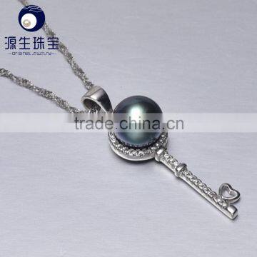 S925 Silver Necklace 8--9mm Tahitian Black Pearl Jewellery Pendant