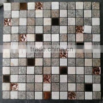 tiny pieces mixed material and color quartz mosaic Square mosaics tile