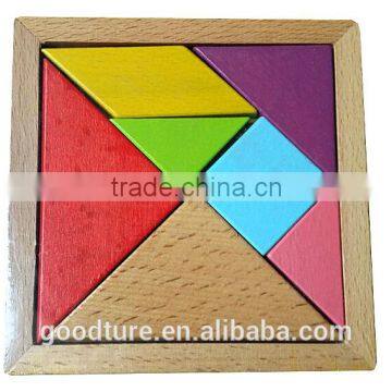 Water Based Painted Colorful Beechwood Tangram