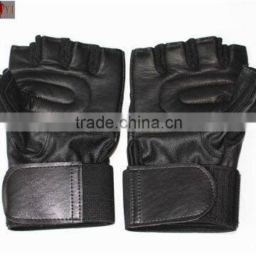 Real Leather Fingerless Bikes Cycling Gym Wheelchair Gloves