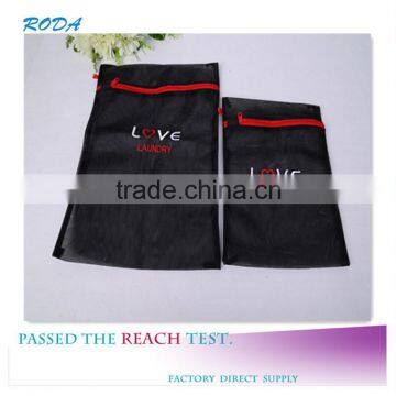 YIWU RODA 100%polyester embroidery black durable laundry bag