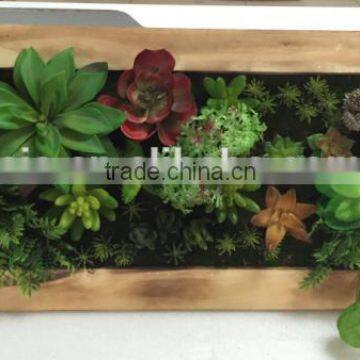 Cheap wood frame artificial plants Whole sale wall art