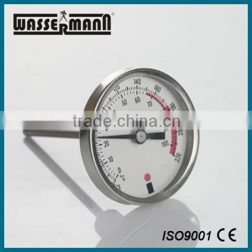 Stainless steel back connection industrial bimetallic thermometer