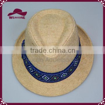 Fashion ladies straw hat straw fedora hat for 2016