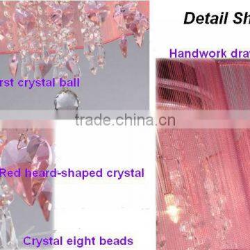 Pink Modern Crystal Pendant Light for High Ceilings photo-3