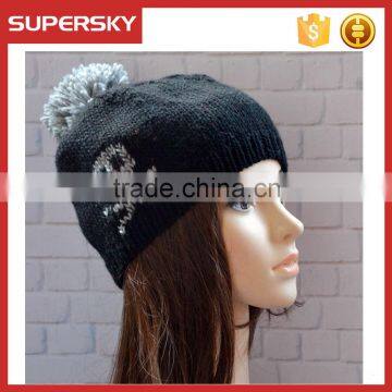 A-172 pom knit pattern hat beanie pom pom hat knitted pattern knitted pom beanie hat