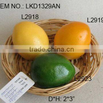 2013Artificial Fake Fruits 2*3 Inch Artificial Polyfoam Weighted Lemon House Decoration