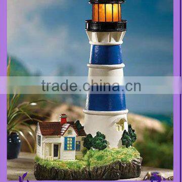 resin solar lighthouse craft for garden decoration