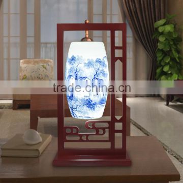 Jingdezhen blue and white ceramic home decor led lighting lamp