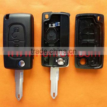 206 blade 2 button Peugeot flip remote key shell with battery place, Peugeot key blank, Peugeot keys