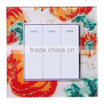 Fashion 3 Gang Turn on off Switch With Crystal Pattern Face