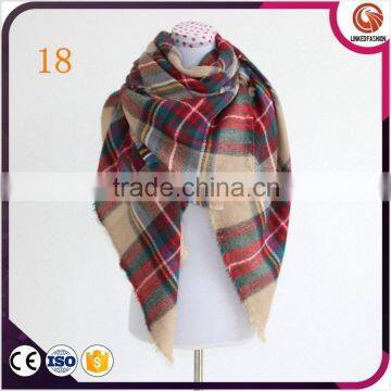 2015 hot sale 40 colors acrylic cashmere feeling oversize plaid scarf/blanket scarf shawl 140*140cm