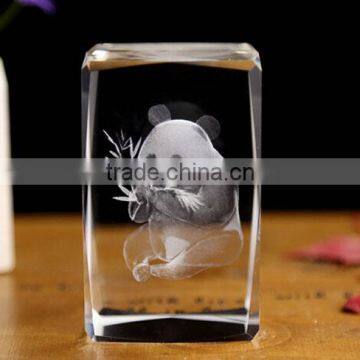 new glass 3d laser engraved panda crystal cube