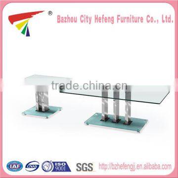 china wholesale durable and tempered glass steel coffee table