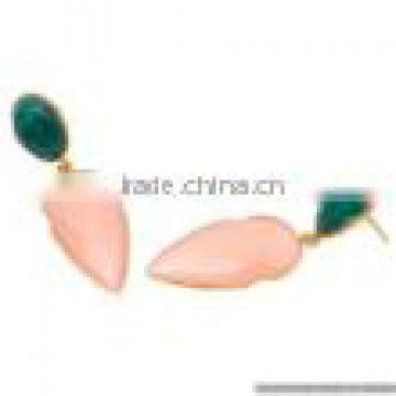 Pink Chalcedony and Amzonite Gemstone Earrings