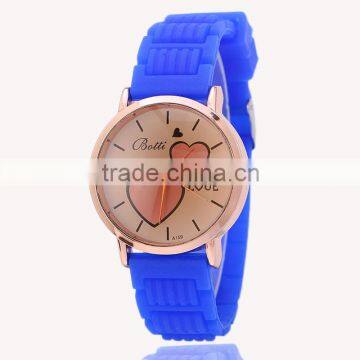 fashion double love design rubber strap watch ladies bracelet hand watches OEM custom logo