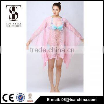 Top selling products 2015 Summer Ladies lace pink color Cardigan