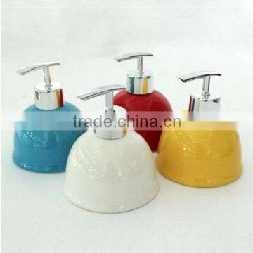 Round glazed ceramic liquid soap dispenser