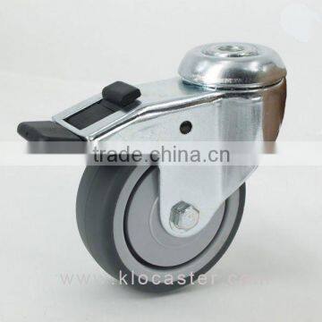3" TPR caster with bolt hole, 75mm TPR caster with brake