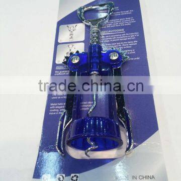 simple plastic corkscrew wine opener royalblue color