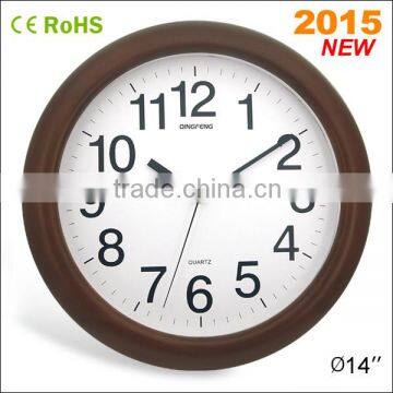 2015 hot sale wooden young town quartz wall clock(14W38BR-143)