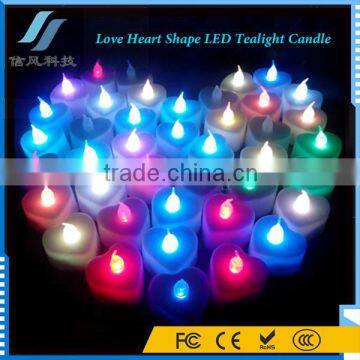 24Pcs / Box 7 Color Heart Shaped Rechargeable Electric Tea Light LED Candle Decorative Candles