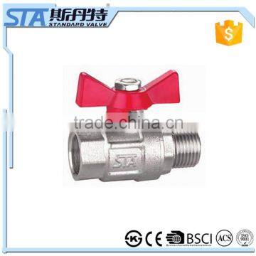 ART.1004 Hot sale low price 1/2 3/4 1 inch high pressure 600wog brass ball valve with butterfly handle for water made in china