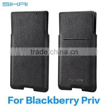Factory Direct SIKAI Patent USB Port Design Dust-proof LED Notifying Leather Mobile Case Sleeve for Blackberry Priv Cover