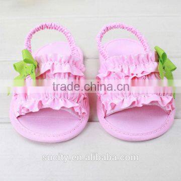 fancy new designs flat girls sandals with ribbon