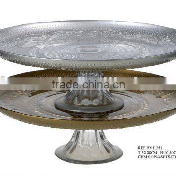 Two Tiers Glass Plate for Cake