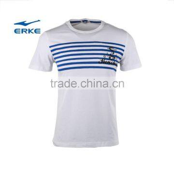 ERKE 2015 summer navy style mens casual round neck cotton t shirt with stripes and anchors pattern wholesale t shirt