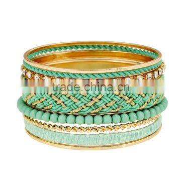 2016 New Fashion Bohemia Ladies Women Weave Metal Alloy Bracelets & Bangles Punk Wide Party Wedding Multicolor Bangle