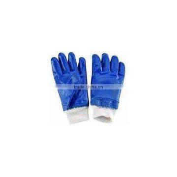 SUPER -Blue/yellow Nitrile Knit Wrist Closed Back Glove